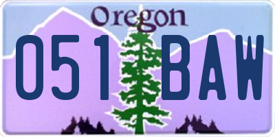 OR license plate 051BAW