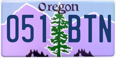 OR license plate 051BTN