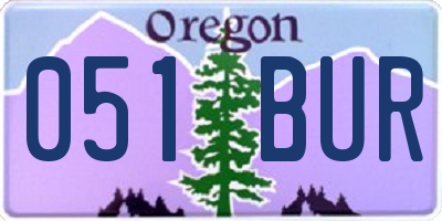 OR license plate 051BUR