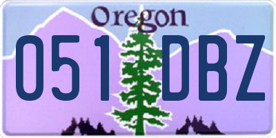 OR license plate 051DBZ