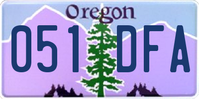 OR license plate 051DFA