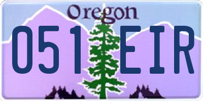 OR license plate 051EIR