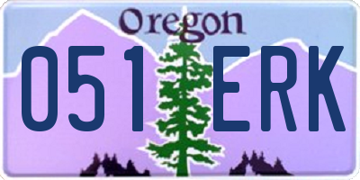 OR license plate 051ERK