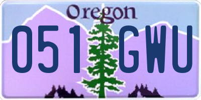 OR license plate 051GWU
