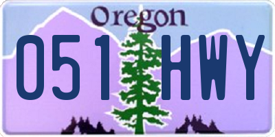OR license plate 051HWY