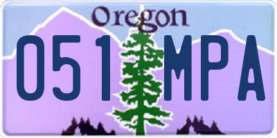 OR license plate 051MPA