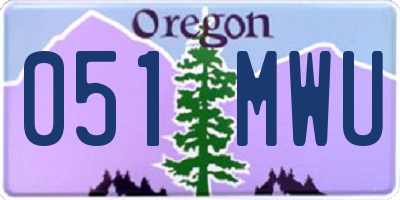 OR license plate 051MWU