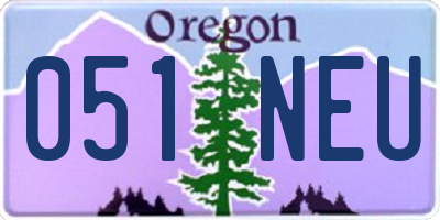 OR license plate 051NEU