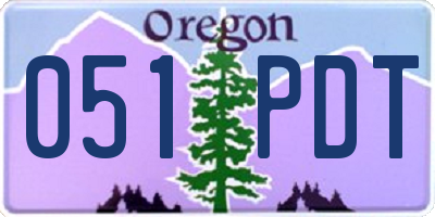 OR license plate 051PDT