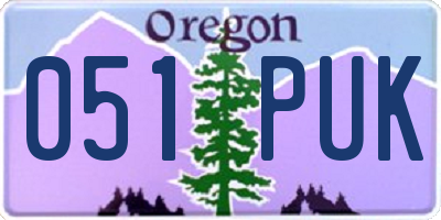 OR license plate 051PUK