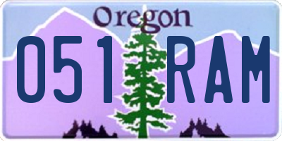 OR license plate 051RAM