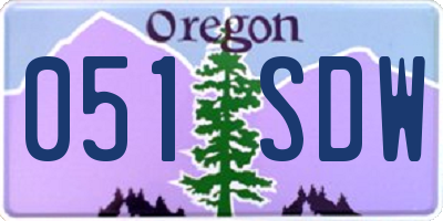 OR license plate 051SDW