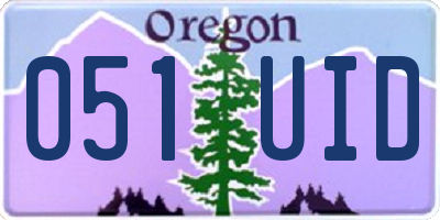 OR license plate 051UID