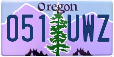 OR license plate 051UWZ