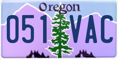 OR license plate 051VAC