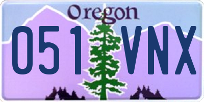 OR license plate 051VNX