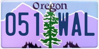 OR license plate 051WAL