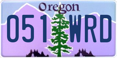 OR license plate 051WRD