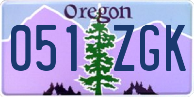 OR license plate 051ZGK