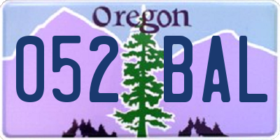 OR license plate 052BAL