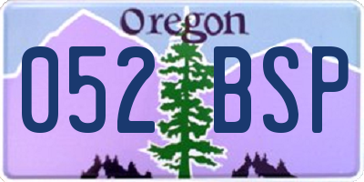 OR license plate 052BSP