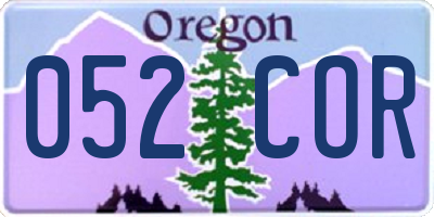 OR license plate 052COR