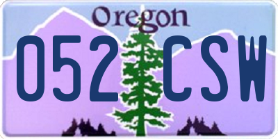 OR license plate 052CSW