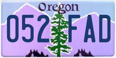 OR license plate 052FAD