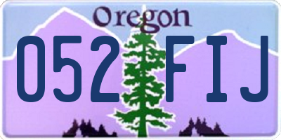 OR license plate 052FIJ
