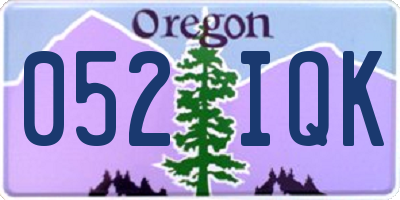 OR license plate 052IQK