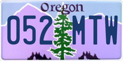OR license plate 052MTW