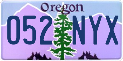 OR license plate 052NYX