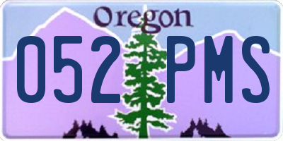 OR license plate 052PMS