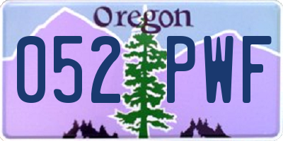OR license plate 052PWF