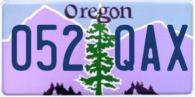 OR license plate 052QAX
