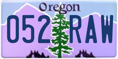 OR license plate 052RAW