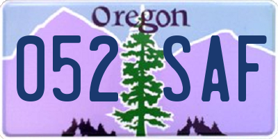 OR license plate 052SAF