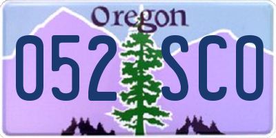 OR license plate 052SCO