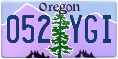 OR license plate 052YGI