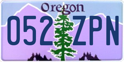OR license plate 052ZPN