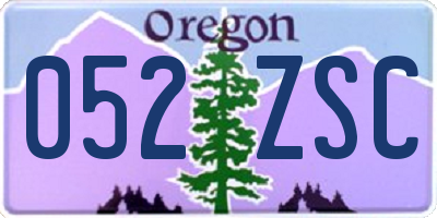 OR license plate 052ZSC