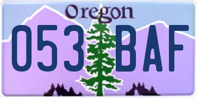 OR license plate 053BAF