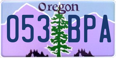OR license plate 053BPA