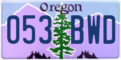 OR license plate 053BWD
