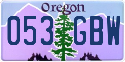 OR license plate 053GBW