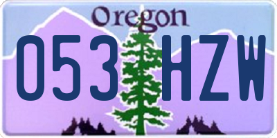 OR license plate 053HZW