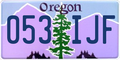 OR license plate 053IJF