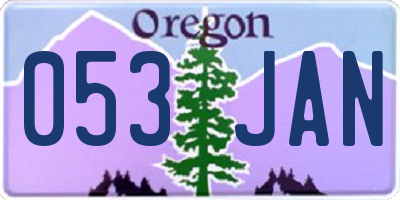 OR license plate 053JAN