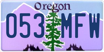 OR license plate 053MFW