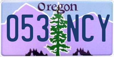 OR license plate 053NCY